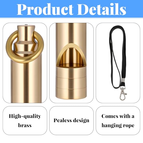 2 PCS Brass Whistle Emergency, 125 Db Loud Emergency Whistle Portable Survival Whistles with Lanyards for Pet Training Hiking Camping Coaching Outdoor Safety Accessories – Bild 5