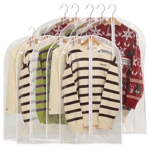 Image of HASTHIP 10 Pcs Clear Garment Bags 23.62x39.37in PEVA Zip Coat Covers