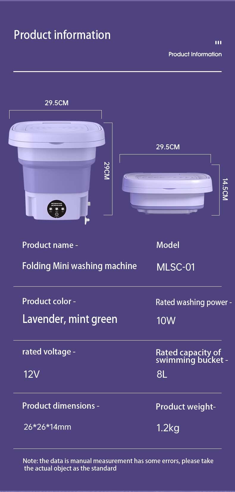 8L Mini - Portable Pliant Machine à Laver Petite Machine à Laver Séchoir à Linge Entièrement Automatique Pour Chaussettes Vêtements de Bébé Machine à Laver (Haute guimauve)