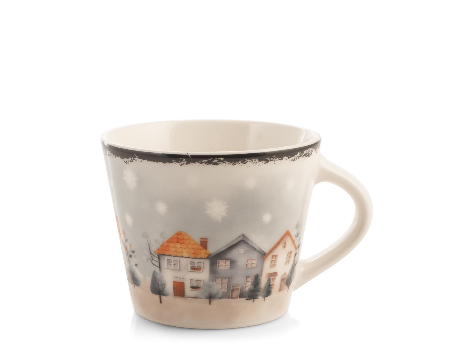 H&H Set 12 Tazze da Tè in New Bone China 280 ml Decoro Village - Tazze Eleganti per Colazione