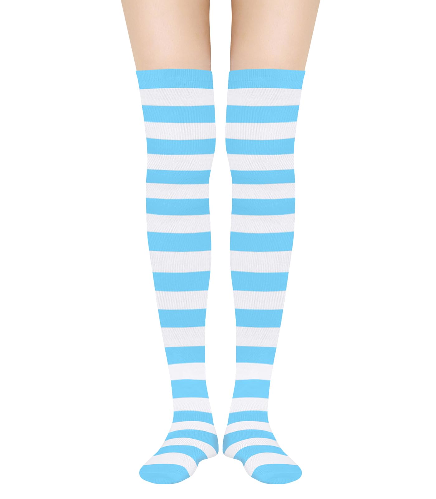 Jollkichay Women's Thigh High Striped Over the Knee Socks - Thin Casual Leg Warmer Warm Long Stockings