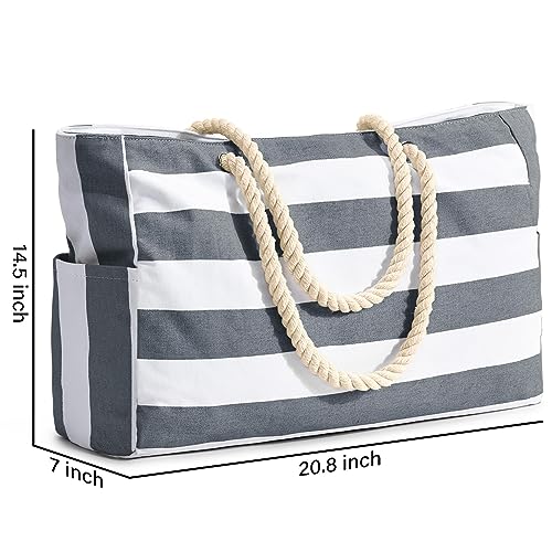 Beach-Bags-for-Women-Large-Waterproof-Beach-Tote-Bag-with-Zipper-Beach-Bags-Waterproof-Sandproof-Swim-Pool-Bag-Large-Tote-Dark-Grey