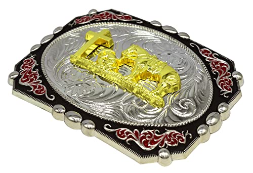 Image of Moranse Cross Cowboy Kneeling Prayer Horse Zinc Alloy Belt Buckles