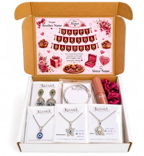 Image of Raksha Bandhan Gift Hamper for Sister with Name, 10 Items