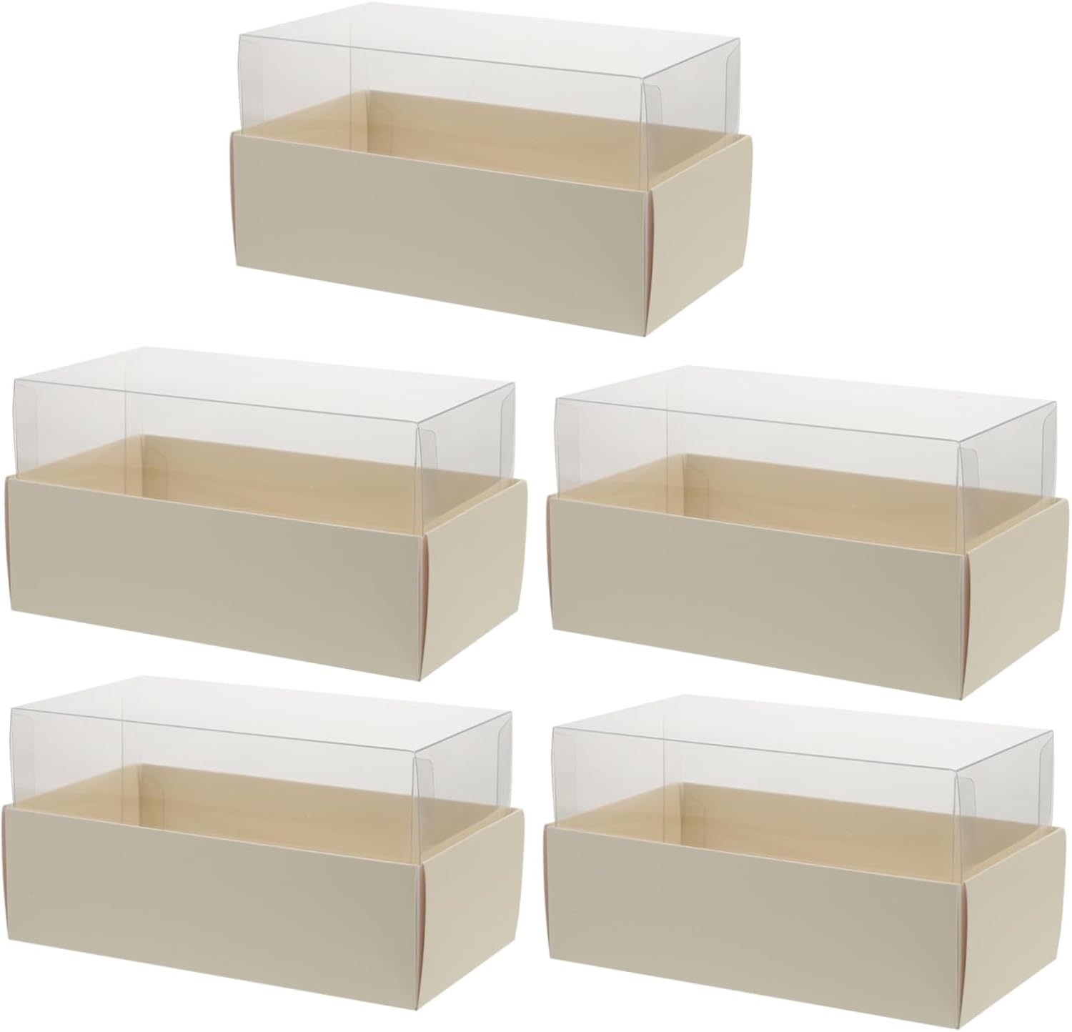 CIYODO 5pcs Macaron Packaging Boxes PET Dessert Packing Set