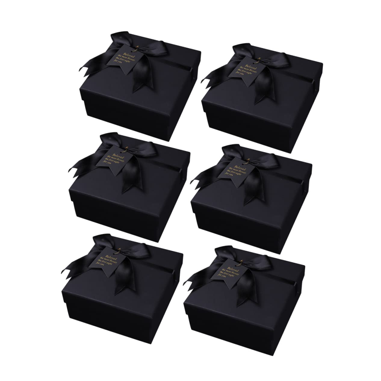 Geschenkbox aus Papier 6 Stück Packung Schwarz mit Romantischer Schleife