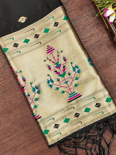 Image of DEVANGI Women's Woven Paithani Banarasi Silk Dupatta /Chunni For Women, Floral Print 1 Meter Wide and 2.3 Meter Length Printed Designer Dupatta /Chunni For Girls