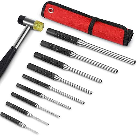 Gogoku Roll Pin Punch Set with Storage Pouch, 9 Piece Steel Removal Tool Kit for Jewelry Cover