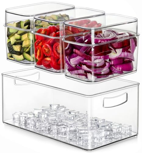 Hudgan Large Taco Bar Serving Set for Party with 3 Containers(50 Oz), Mimosa Bar Accessories with Separate Lids, Chilled Condiment Caddy Organizer for Salad, Fruit, Party Garnish