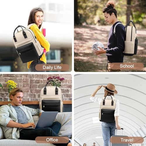 Image of MOCA Women's Minimal Laptop Backpack | Stylish Office & Travel Bag with USB Charging Port | Lightweight, Multi-Pocket, Fits 15.6 inch Laptop