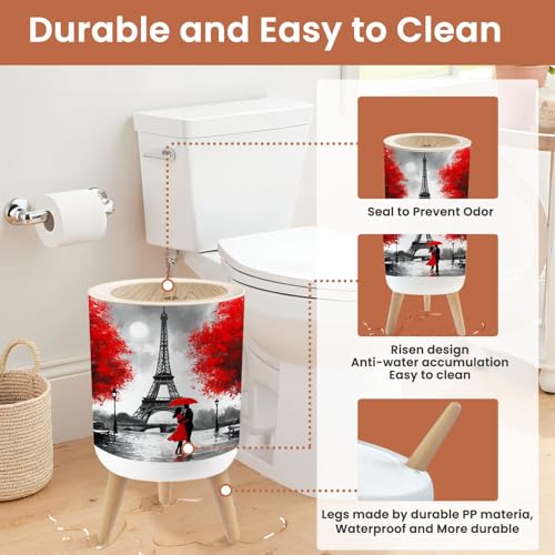 Caneca de basura pequeña con tapa pintura París 1.8 gal miniatura 5