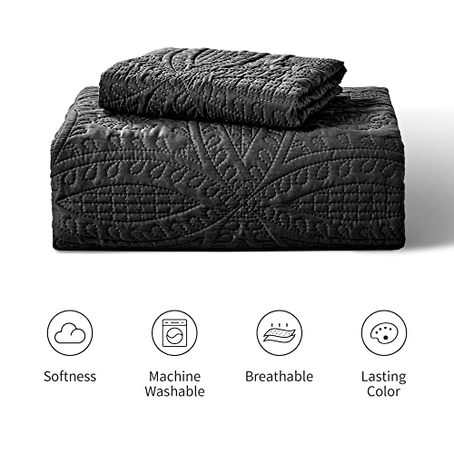 Edredón doble negro acolchado Love's cabin cubrecama ligero transpirable de microfibra 8