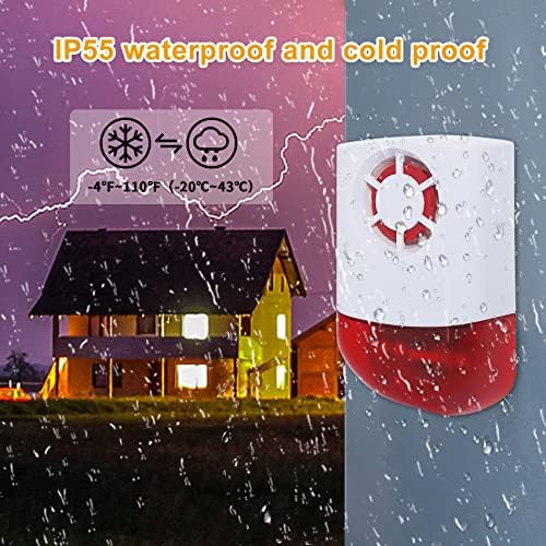Wireless Panic Button Alarm System - Strobe Siren for Home - Caring Loud Outdoor SOS Alert System for Store Hotel Jewelry Shop Security 130dB 1 Red Flashing Siren 1 Remotes & 2 Panic Button