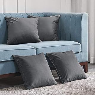 RENMEI Set of 4 Pink Cushion Cover for Sofa 18X18 Inches 45cm x 45cm Soft Smooth Throw Pillowcases en Velvet for Bedroom with Invisible Zipper