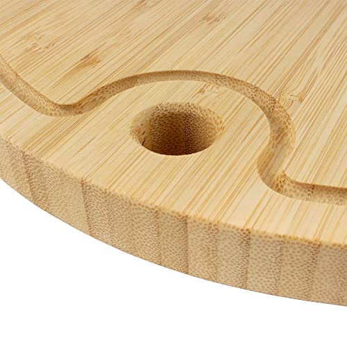 Bamboomn Bamboo Round Cutting And Serving Board, Charcuterie Board - 12" Diameter X 0.75" Thickness - 1 Piece #TOP2