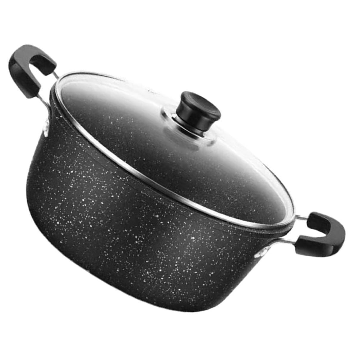 Marmite à soupe double poignée casserole antiadhésive métal noir