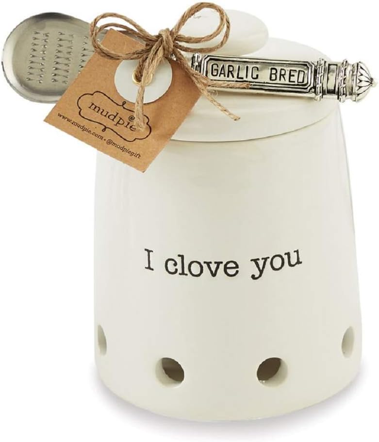 Mud Pie Ceramic Garlic Keeper Set