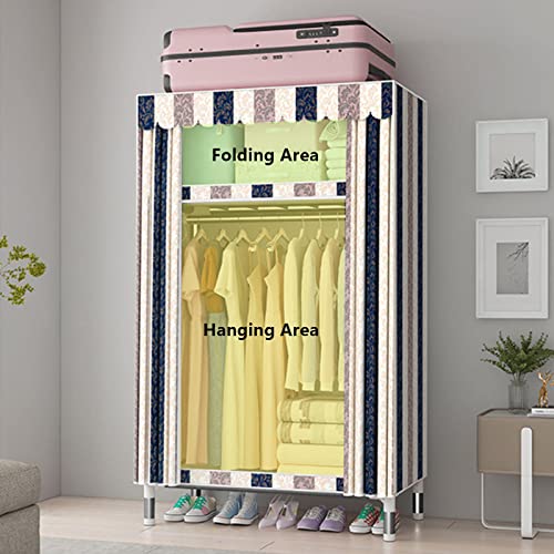 Armario portátil de lona y organizador de ropa plegable con estantes 6