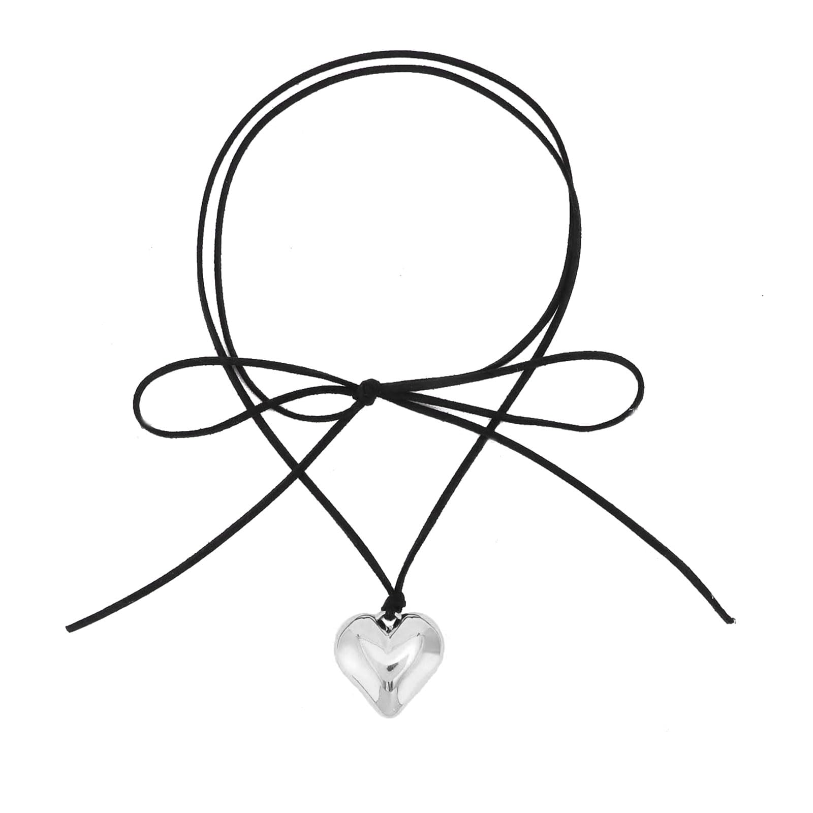 WaTudouYe Y2K Aesthetic Chunky-Heart Choker Necklace for Women Summer Teen Girls Big-Love Heart Collar Chain Necklace Jewelry