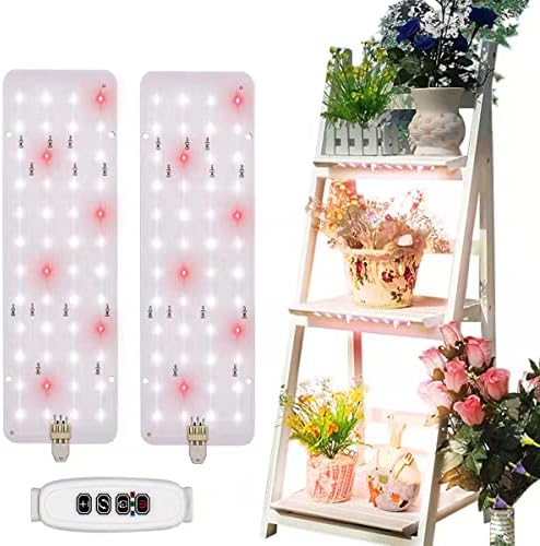 LED Grow Light Panel Sunlike Full Spectrum(3 Modes), 9-Level Dimmable Under Cabinet Plant Light with Timer for Indoor Plant Stands/Shelf Hydroponic Succulents(2 Ultra Thin Panels)