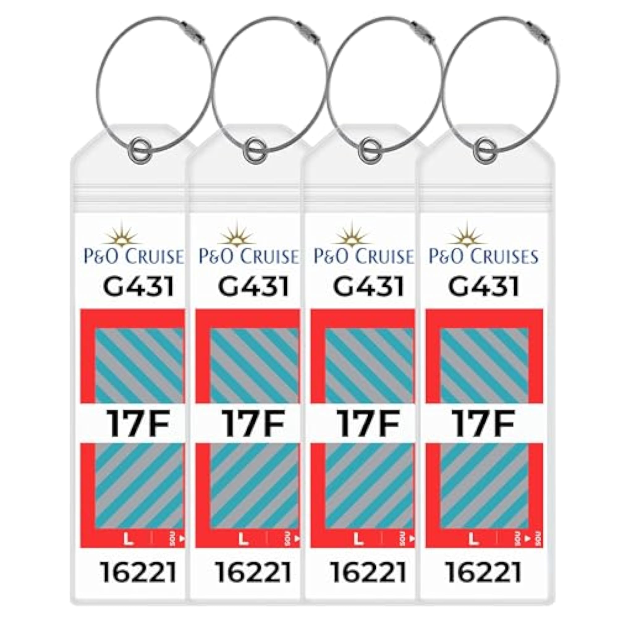 P&O Cruise Luggage Tag Holders, 4 Pack