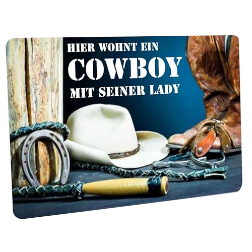 Crealuxe Fussmatte – “ Hier wohnt EIN Cowboy mit Seiner Lady “ - 60x40 cm - Gummi...