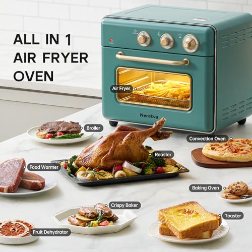Neretva-Air-Fryer-Toaster-Oven-Large-21-QT-5-In-1-Convection-Oven-Fit-8-Pizza-for-Family-Include-6-Accessories-Cookbook-Stainless-Steel-ETL-Certified-Vintage-Green