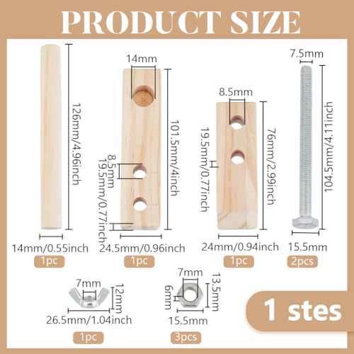 Image of BENECREAT Wood Thread Yarn Holder, Warping Clamp Set with 4.96 Inch Column and 4 Inch Screw, Warping Pegs for Weaving, Knitting and Crocheting, Thread Rack, Cloth Weaving Tool Weaving Supplies
