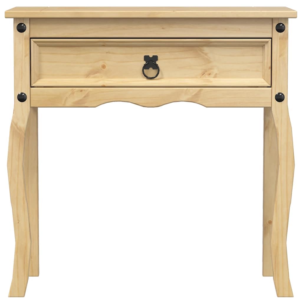 Tavolo consolle Corona in legno di pino massiccio con manico in metallo, 73 x 35 x 73 cm, tavolino sottile con cassetto, spazio per soggiorno, corridoio, ufficio e camera da letto