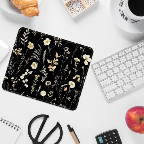 Image of FROGIGO Mouse Pad with Stitched Edges - Dark Floral Mousepad Set for Women, 9.25 x 7.75 inch Washable Desk Pad, Non-Slip Rubber Base, Office Home Laptop Accessories - Midnight Botanical-2 Pack