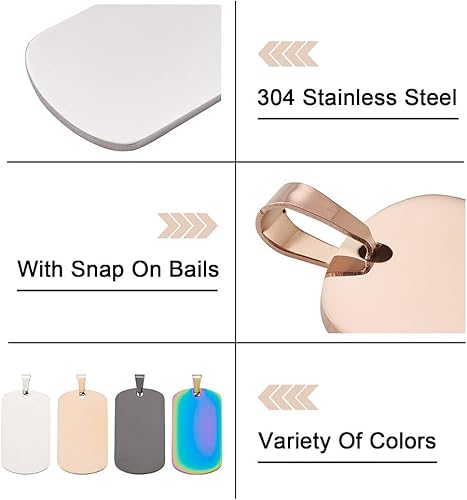 Miniatura 5 de KISSITTY Etiqueta de estampado en blanco, Acero inoxidable, No es una piedra preciosa