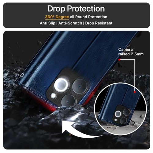 Image of WOW IMAGINE Shock Proof Flip Cover Back Case Cover for Realme Narzo 80 Lite 4G | Realme C71 5G (Flexible | Leather Finish | Card Pockets Wallet & Stand | Blue)