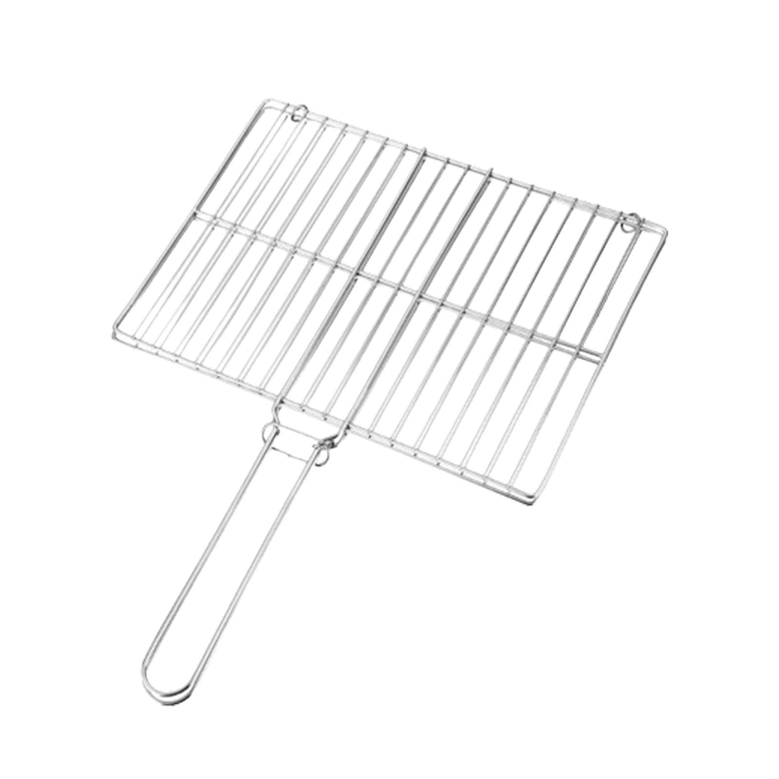 Cesta para barbacoa – Cesta de parrilla de pescado | Cesta plegable | portátil de acero inoxidable para barbacoa | Cesta rectangular ligera para parrilla | Estante de barbacoa para acampar al air