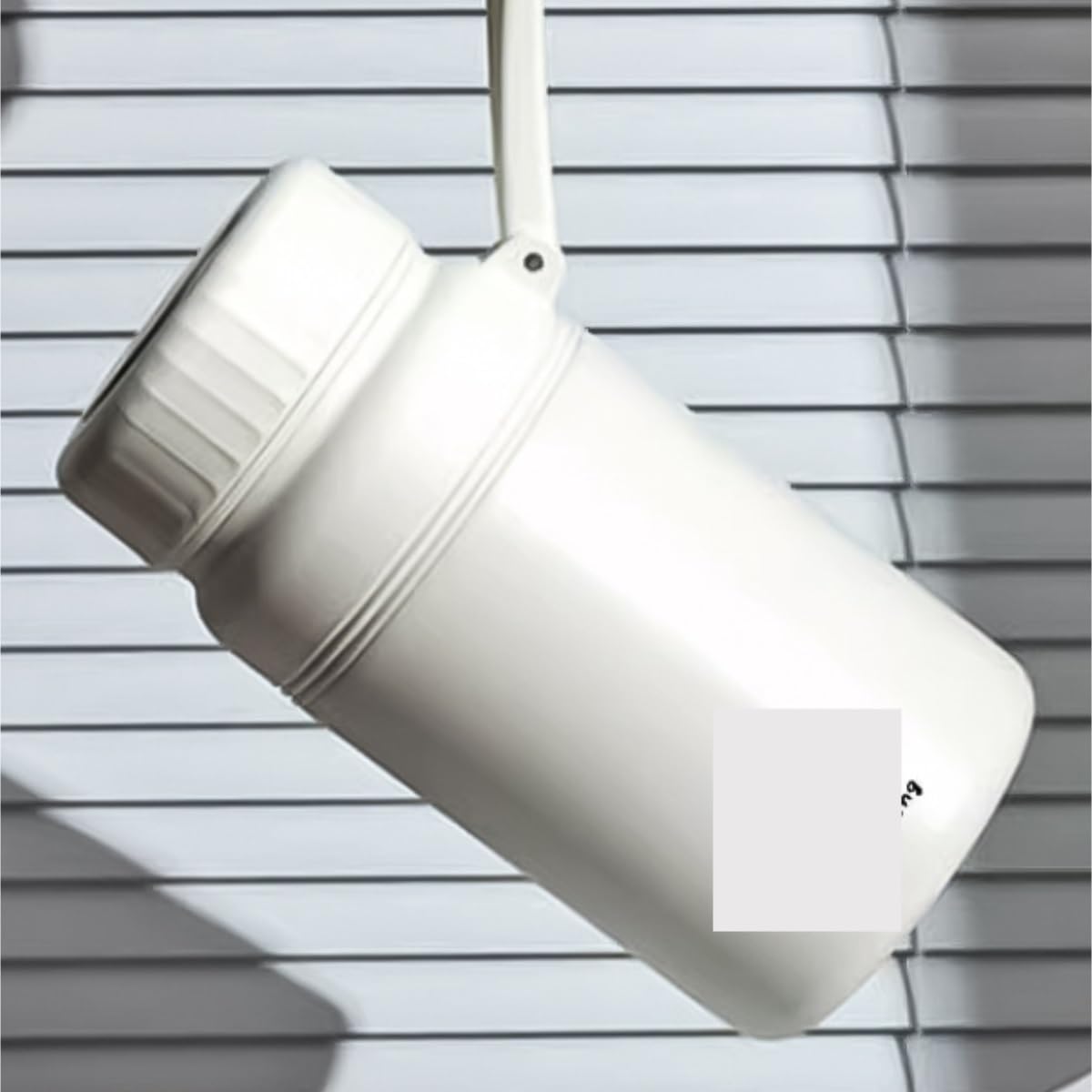 Trinkflasche Wasserflasche Einfacher Edelstahl-Thermosbecher Mit Großem Fassungsvermögen Und Tragbarem Griff Trinkflasche Fitness(White)