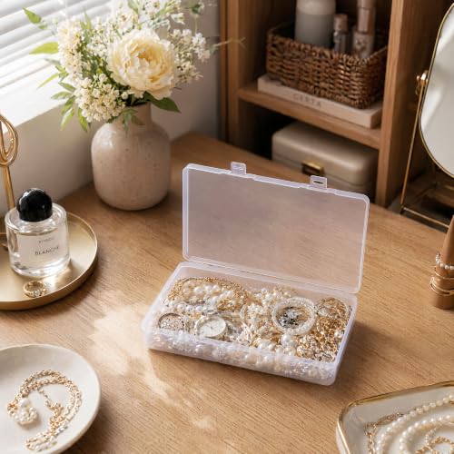 Image of 4-Pack Clear Plastic Boxes with Lids for Desk Supplies