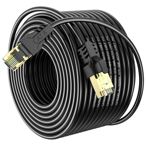 Image of Cat 8 Ethernet Cable 250FT,High Speed 40Gbps,2000Mhz,26AWG,Gold Plated RJ45 Connector,for Outdoor&Indoor,for /PC /Modem /Router /Gaming,Faster Than Cat7 /Cat6 /Cat5