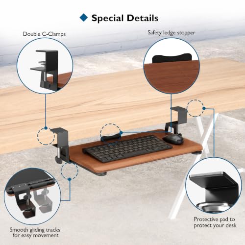 Image of BONTEC Under Desk Keyboard Tray, Pull-Out Keyboard & Mouse Platform