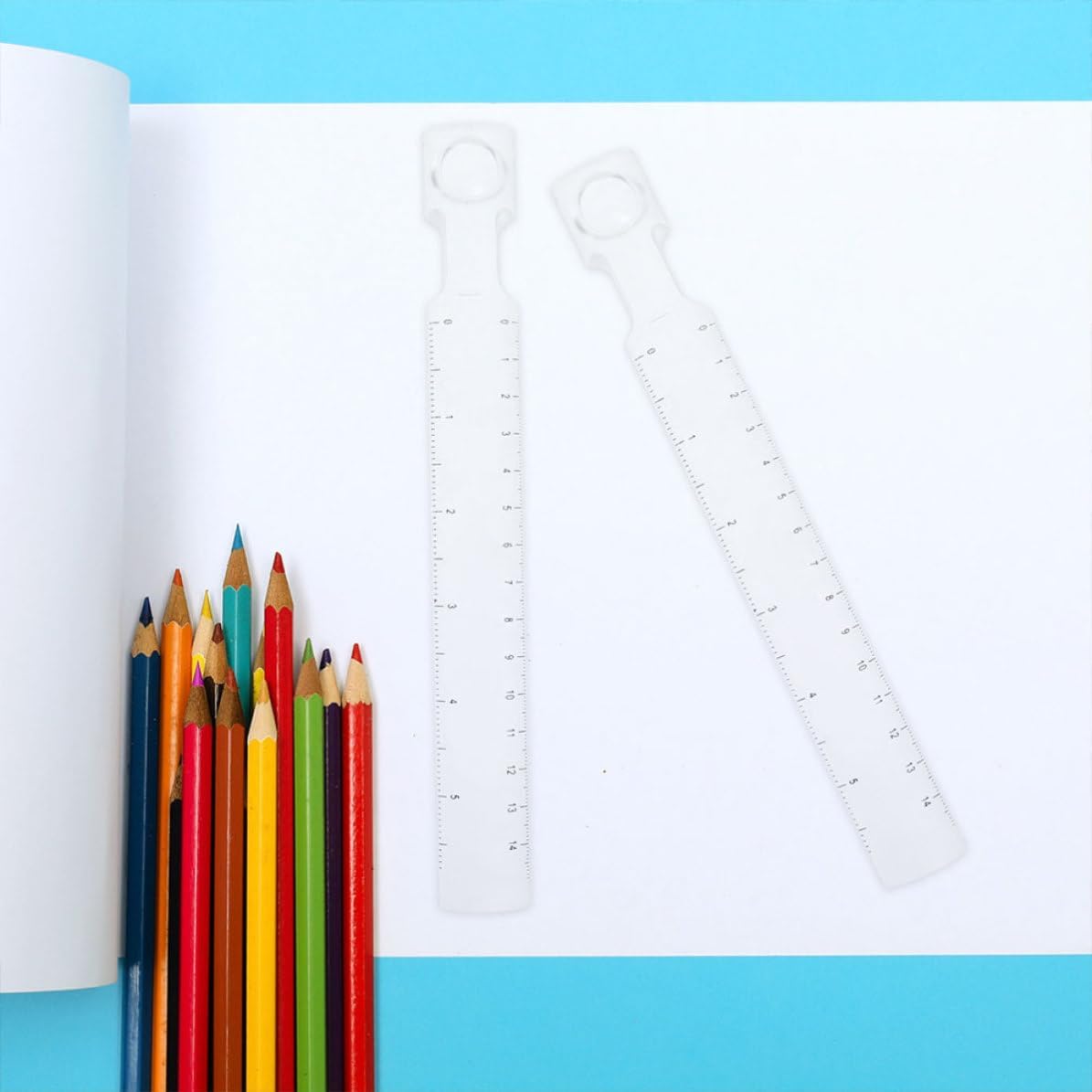 3 Piece Measuring Ruler with 2X Magnifier for Precision Drafting