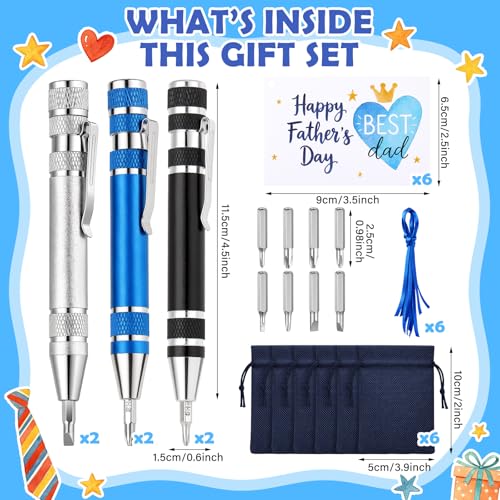 Potchen 6 Set Happy Father's Day Tools Gifts, Pen Screwdriver with Bags and Cards, 8 in 1 Multitool Pen Screwdriver Mini Portable Handy Tool for Repairing Installing Hand Tool by Potchen - Image 3