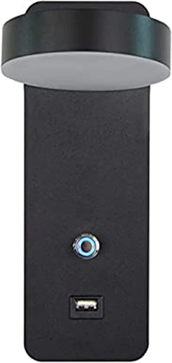 Wall-Mounted USB Reading Lamp with Touch Dimming, 9W Adjustable Brightness, 350° Rotatable Bedside Light, Warm White 3000K - Modern Black Indoor Lamp