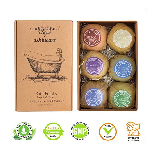 Bath Bombs Gift Set-6x3.5oz Bath Bombs with Organic Oil+Exquisite Gift Package-Smooth and Moisturizes Dry Skin-Best Gift for Your Mom,Wife or Girlfriend