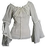 Dark Dreams Gothic Mittelalter LARP Bluse Ylenia, Farbe:Weiss, Größe:Freesize