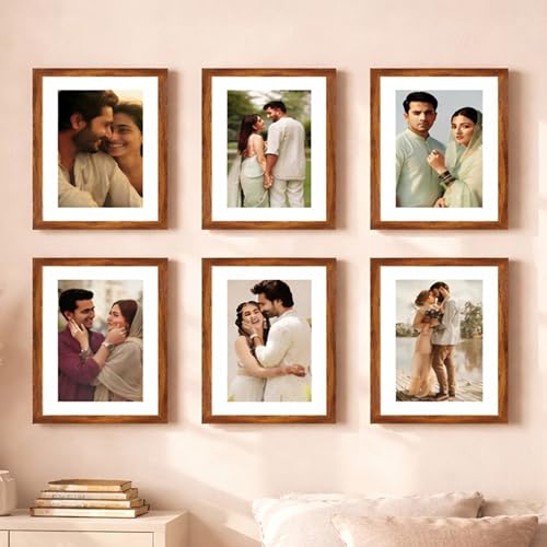 Image of Art Street Premium Photo Frame for living room, Classic Aesthetic Design Photo Frames for Photograph, Art Work, Kids Room Set of 6 (11x14 Inch, Brown)