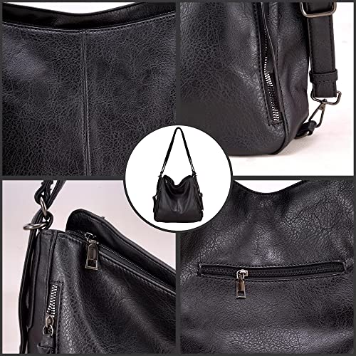 PESOMA Faux Leather Hobo Shoulder Bag - Large Purse Fits 15.6" Laptop, White