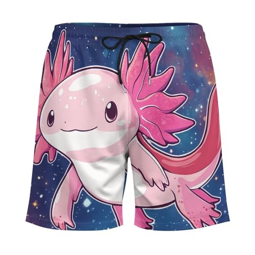 Galaxy Axolotl Mens Swim Trunks with Quick-Drying Lining Beach Shorts for Outdoor Sports3