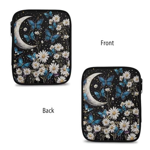 Image of Moon Daisy Butterfly Crochet Hook Case Crochet Hook Holder Portable Storage Bag with Web Pockets Suitable for Needles /Knitting Accessories