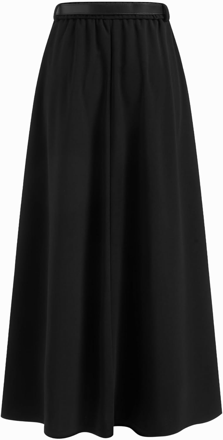CIDER Women Maxi Skirt Long High Waist A-Line Skirt with Belt - Image 5
