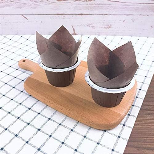 Tulip Cupcake for Baking Cupcake Cases Tulip Baking Cups, Brown Paper Muffin Cups, Standard Size Muffin Cases Cupcake Liners Muffin for Wedding, Birthday, Party, 100PCS
