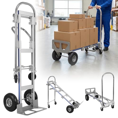 Carretilla convertible con 4 ruedas, aluminio y eje plegable