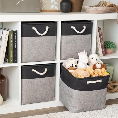 OrganiHaus Aufbewahrungsbox 33x33cm 3er-Set, Würfelkörbe aus Stoff mit Seilgriffen, Faltbare Aufbewahrungswürfel für Kallax Organizer… – Ansicht 3